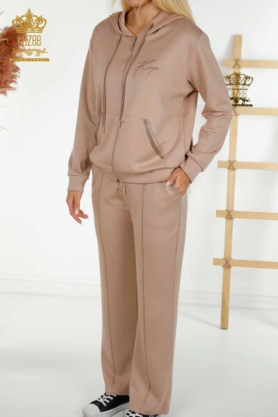 فروش عمده ست گرمکن زنانه - کلاه دار - راسو - 17598 | KAZEE - 4