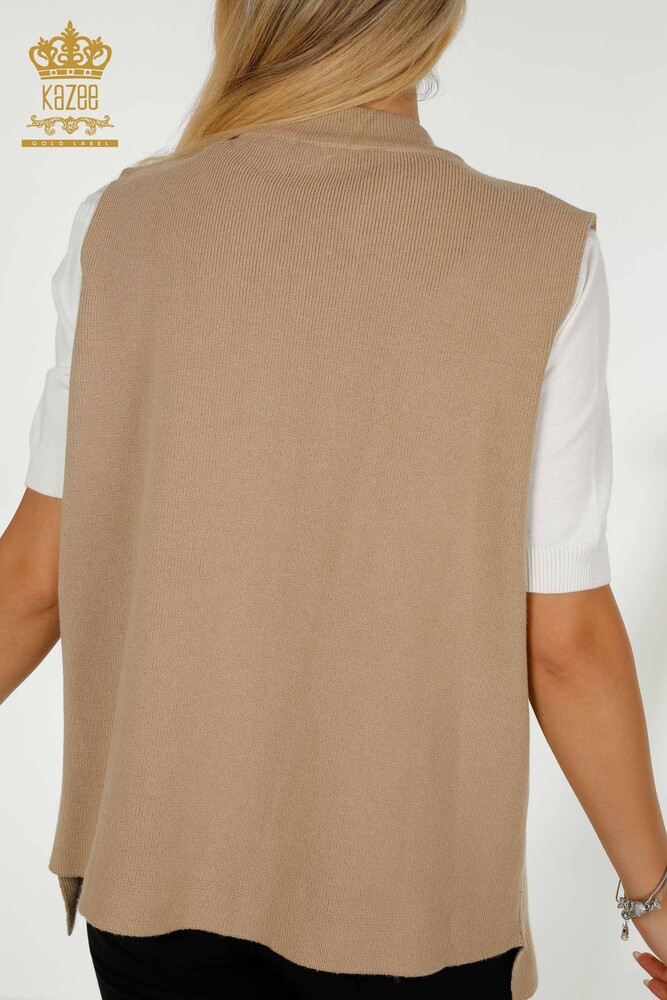 فروش عمده جلیقه زنانه - سنگ دوزی - بژ - 30608 | KAZEE - 6