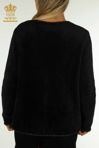فروش عمده ژاکت کش باف پشمی زنانه - دکمه دار مرواریدی - مشکی - 30264 | KAZEE - Thumbnail