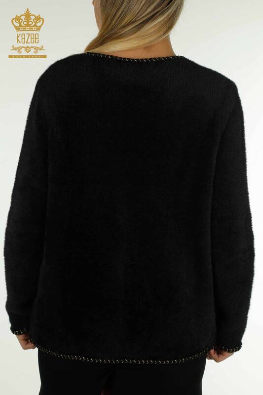 فروش عمده ژاکت کش باف پشمی زنانه - دکمه دار مرواریدی - مشکی - 30264 | KAZEE