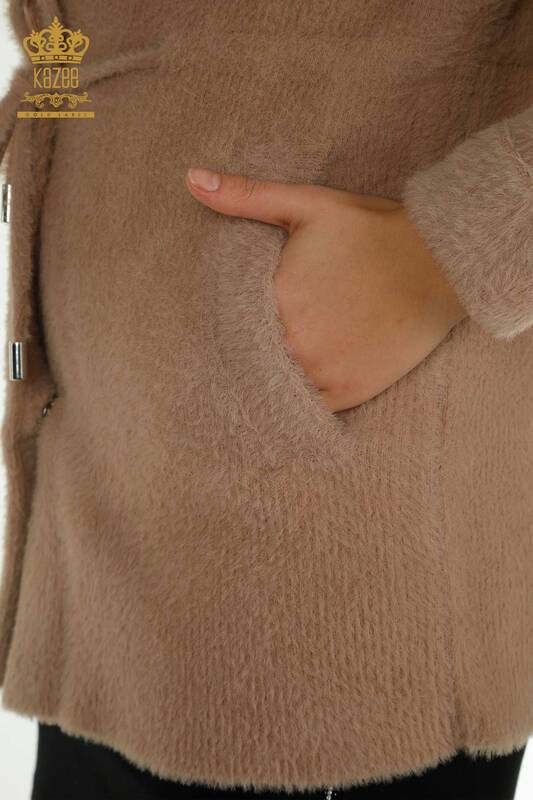 فروش عمده ژاکت کش باف پشمی زنانه - کراوات با جزئیات - راسو - 30269 | KAZEE