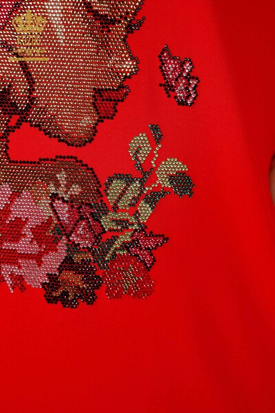 فروش عمده بلوز زنانه رنگی سنگ دوزی قرمز - 78913 | KAZEE - Thumbnail