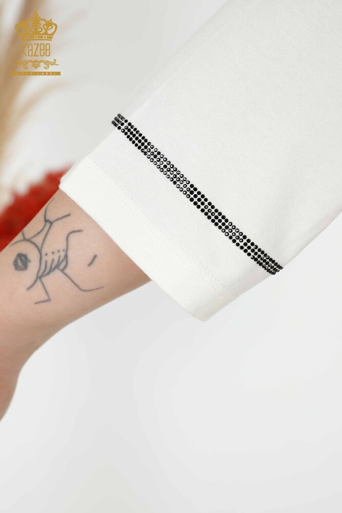 عمده فروشی بلوز زنانه با سنگ کریستال گلدوزی اکرو -78944 / کازی - 7