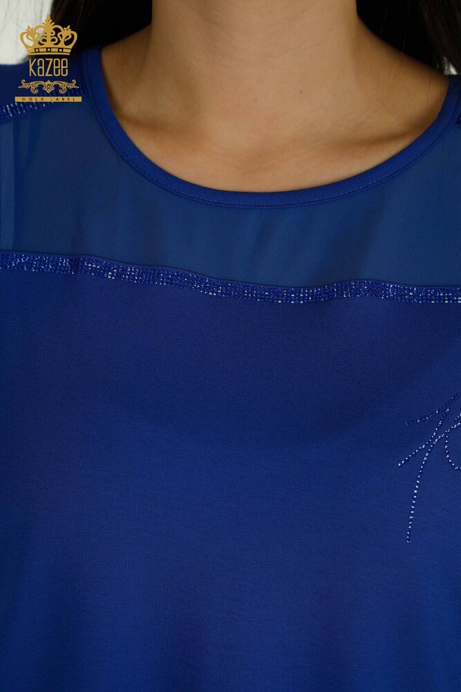 عمده فروشی بلوز زنانه توری تفصیلی تیره - 78996 / کازی - 3