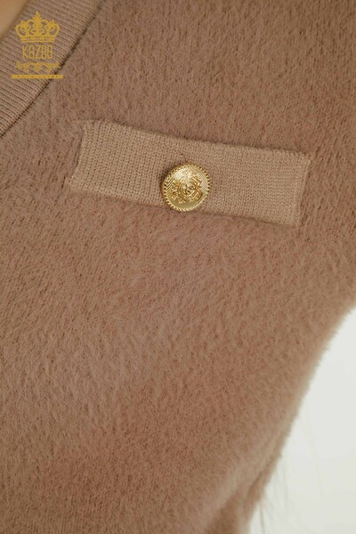 عمده فروشی ژاکت کش باف پشمی زنانه - جزئیات دکمه ای - راسو - 30626 | KAZEE - Thumbnail