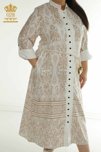 فروش عمده لباس زنانه با جزییات کمربند بژ - 2402-211682 | S&M - Thumbnail