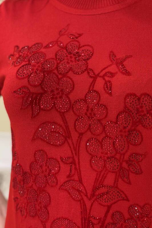 فروش عمده لباس بافتنی زنانه - طرح دار گل و سنگ - 15729 | KAZEE