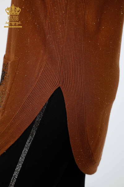 فروش عمده لباس بافتنی زنانه با ریزه کاری متن، جیب و سنگ دوزی - 16251 | KAZEE - Thumbnail