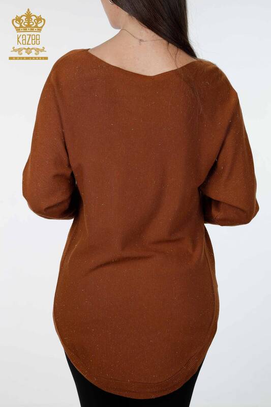 فروش عمده لباس بافتنی زنانه با ریزه کاری متن، جیب و سنگ دوزی - 16251 | KAZEE