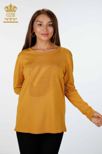 فروش عمده لباس بافتنی زنانه - طرح قو - گلدوزی شده - انتقال زرق و برق - 15847 | KAZEE - Thumbnail