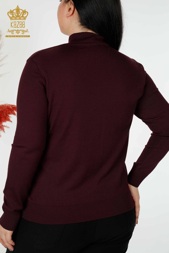 فروش عمده ژاکت بافتنی زنانه - یقه ایستاده - پایه - بنفش - 16663 | KAZEE - 6