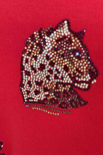 فروش عمده ژاکت بافتنی زنانه - طرح پلنگی - گلدوزی شده - 16584 | KAZEE - Thumbnail