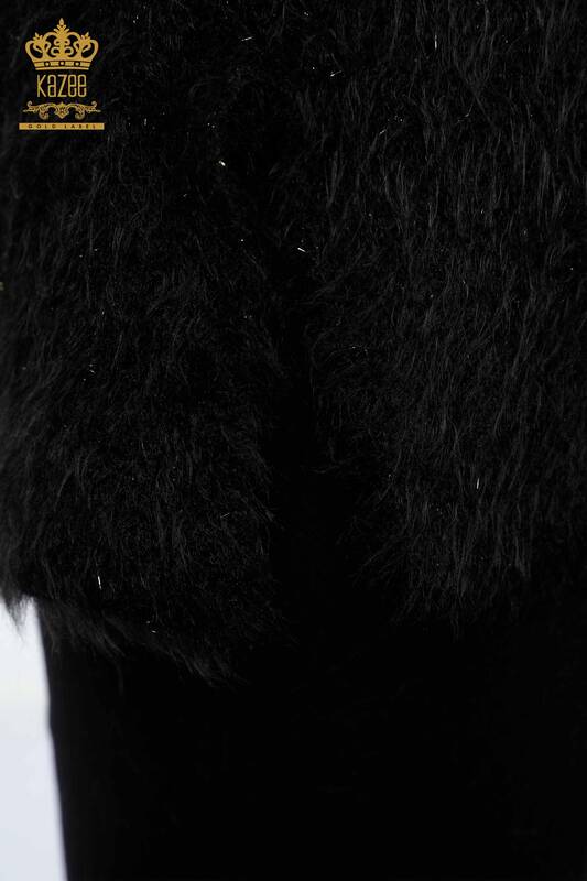 فروش عمده ژاکت بافتنی زنانه بلند - یقه V - موهای بافتنی - 19094 | KAZEE