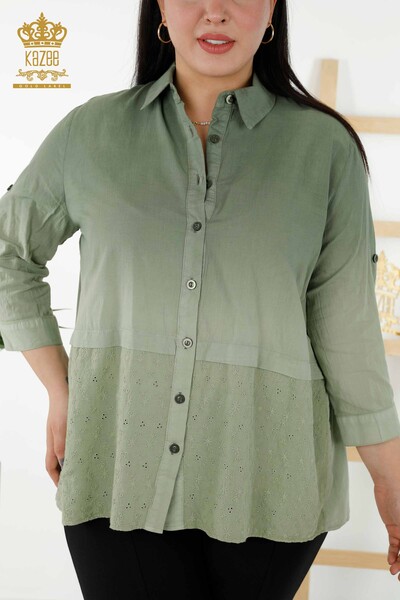 فروش عمده پیراهن زنانه - انتقال رنگ - خاکی - 20321 | KAZEE - Thumbnail