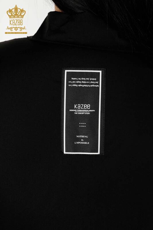فروش عمده پیراهن زنانه - انتقال رنگ - مشکی - 20308 | KAZEE