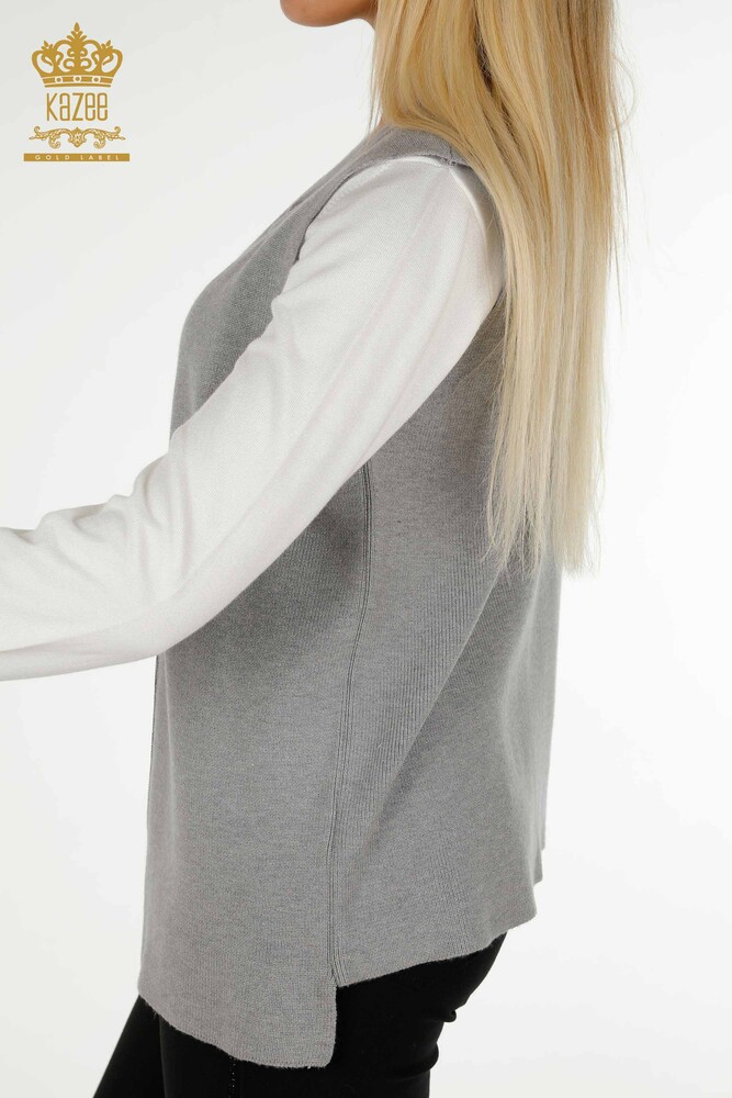 فروش عمده جلیقه کوتاه زنانه - پلنگی - سنگ دوزی - طوسی - 30616 | KAZEE - 3