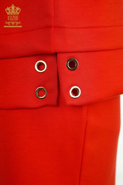 فروش عمده ست اسپرت زنانه با شلوارک - کلاه دار - نارنجی - 17695 | KAZEE - 10