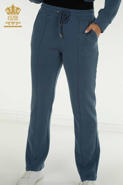 فروش عمده ست اسپرت زنانه - کلاه دار - جیب دار - نیلی - 17627 | KAZEE - 7