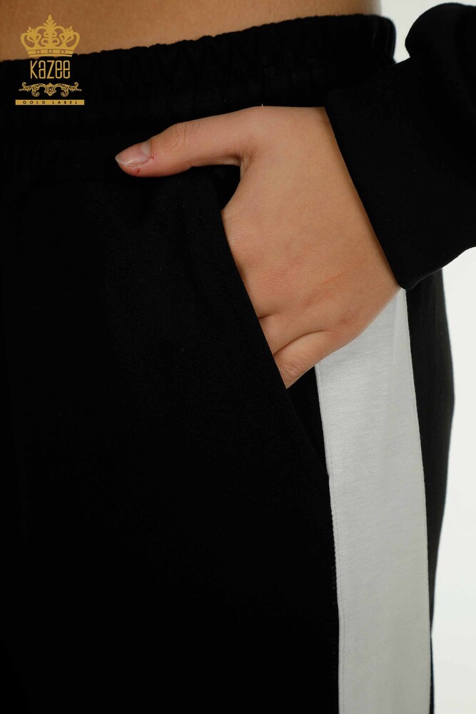 فروش عمده ست اسپرت زنانه - دو رنگ - کلاه دار - اکرو مشکی - 17554 | KAZEE - 12