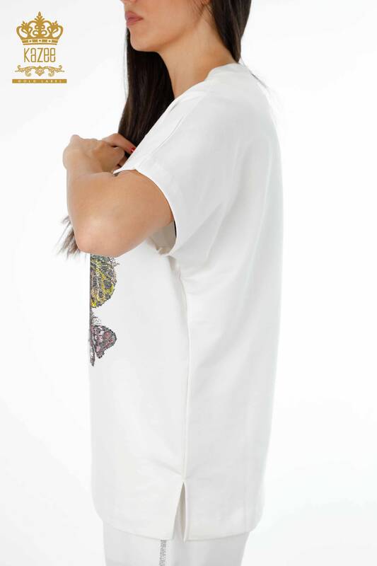 فروش عمده تیم اسپرت بانوان - مدل آمریکایی - طرح پروانه - سنگ دوزی - 17216 | KAZEE