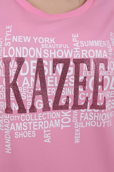 فروش عمده لباس گرمکن زنانه ست آستین کوتاه چاپ Kazee - 17206 | KAZEE - Thumbnail