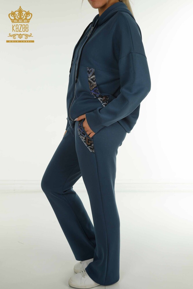 فروش عمده ست سه گانه اسپرت زنانه کلاهدار - نیلی - 17616 | KAZEE - 8