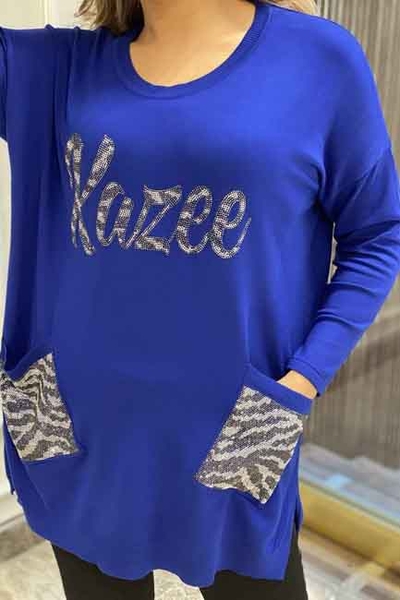 فروش عمده لباس زنانه جیب براق بافتنی سنگی - 16099 | کازی - Thumbnail