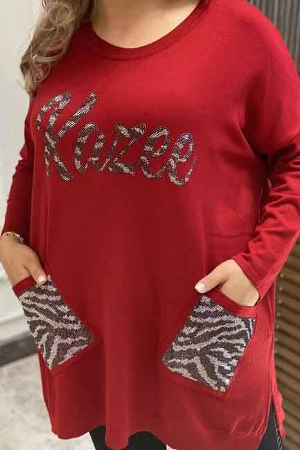 فروش عمده لباس زنانه جیب براق بافتنی سنگی - 16099 | کازی