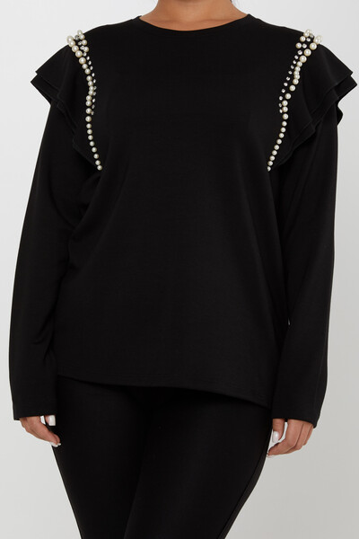 Felpa Pearl Stone Ricamata Nera - 17793 | KAZEE (Set di 3 M-L-XL) - 2