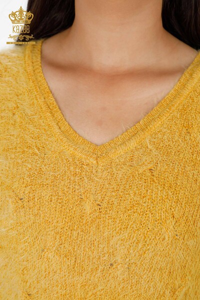 Vente en gros Pull en maille pour femme Long V Neck Hair Knitted Basic - 19094 | KAZEE - Thumbnail