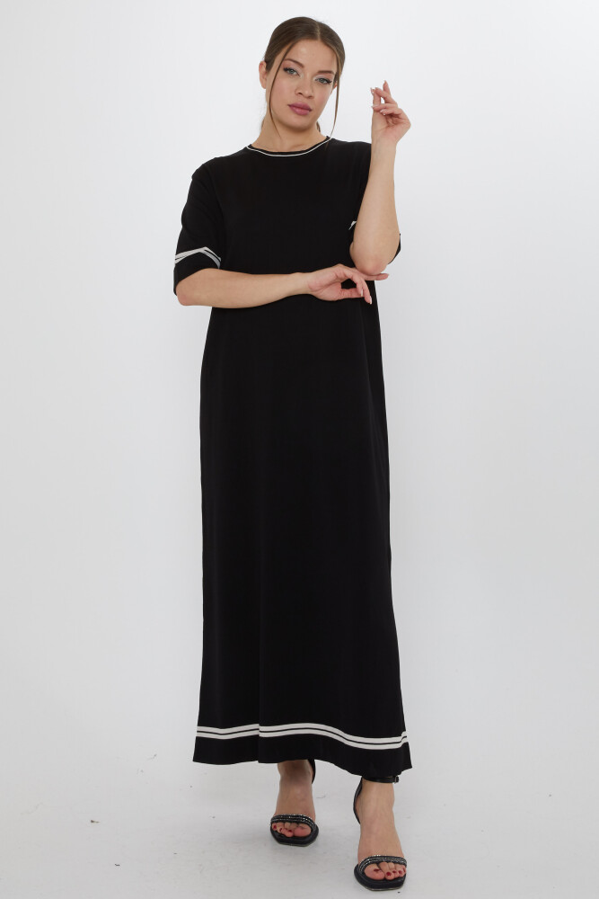 فستان محبوك - أكمام قصيرة - أسود - 31851 | كازي (طقم من قطعتين مقاس M-L) - 2