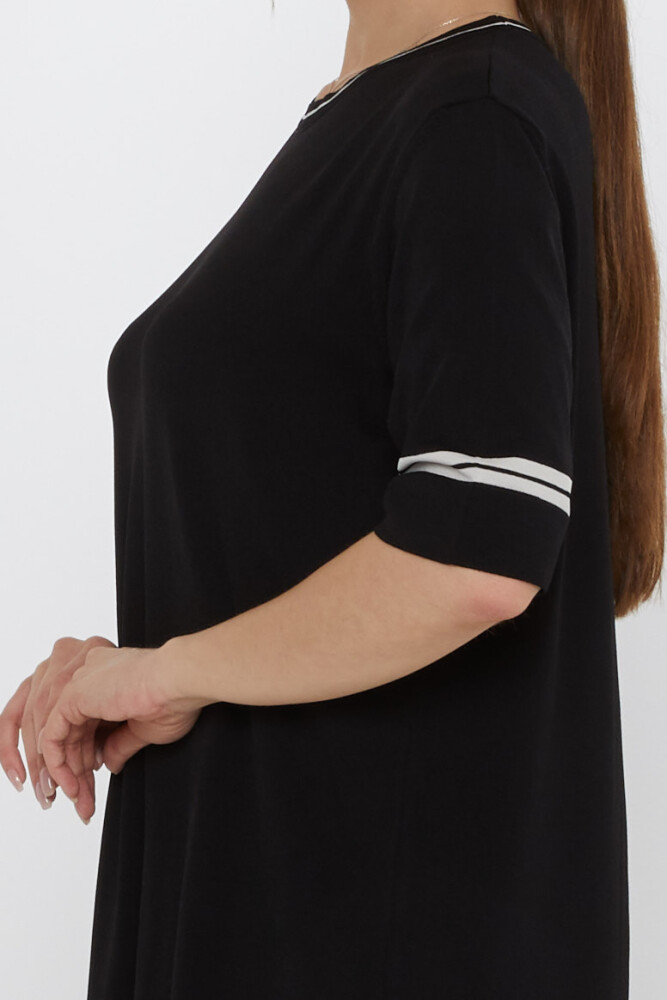 فستان محبوك - أكمام قصيرة - أسود - 31851 | كازي (طقم من قطعتين مقاس M-L) - 6