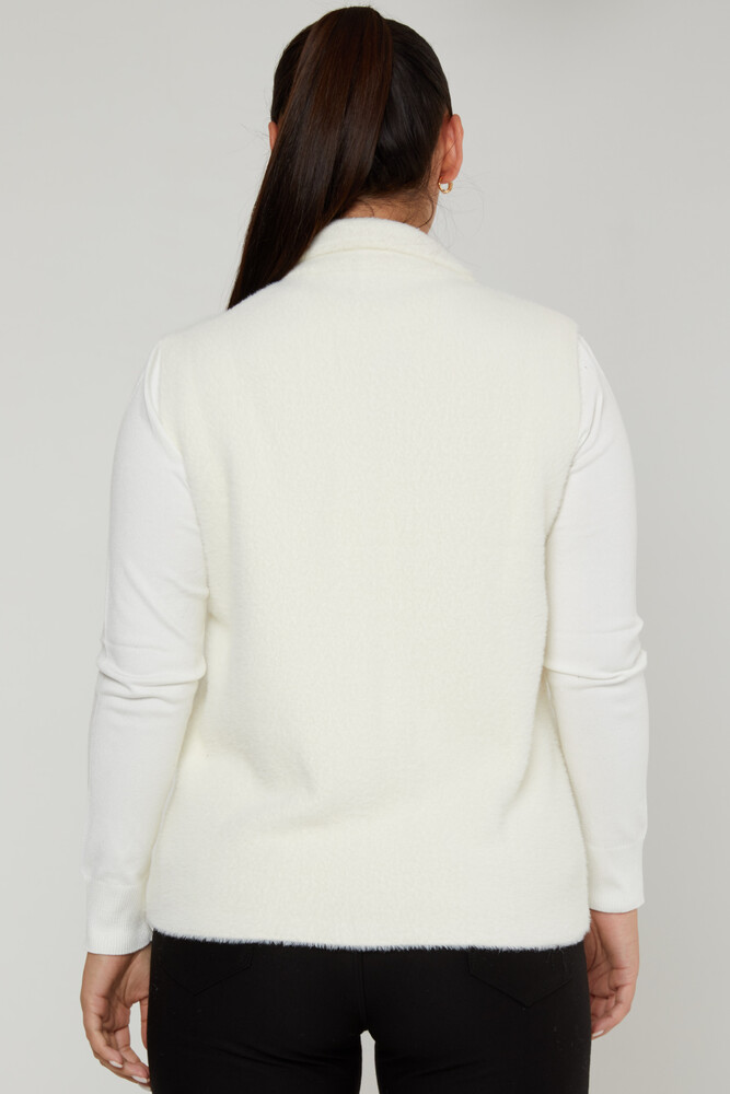 Gilet Angora Pearl Dettagliato Ecru - 30999 | KAZEE (Set di 3 M-L-XL) - 4