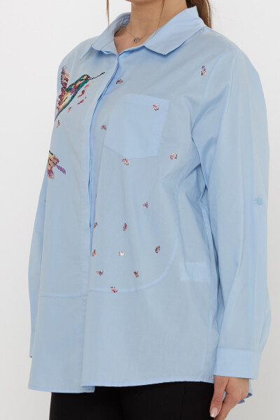 Gömlek Kuş Desenli Mavi - 20518 | KAZEE (3'lü Set 46-48-50) - 4