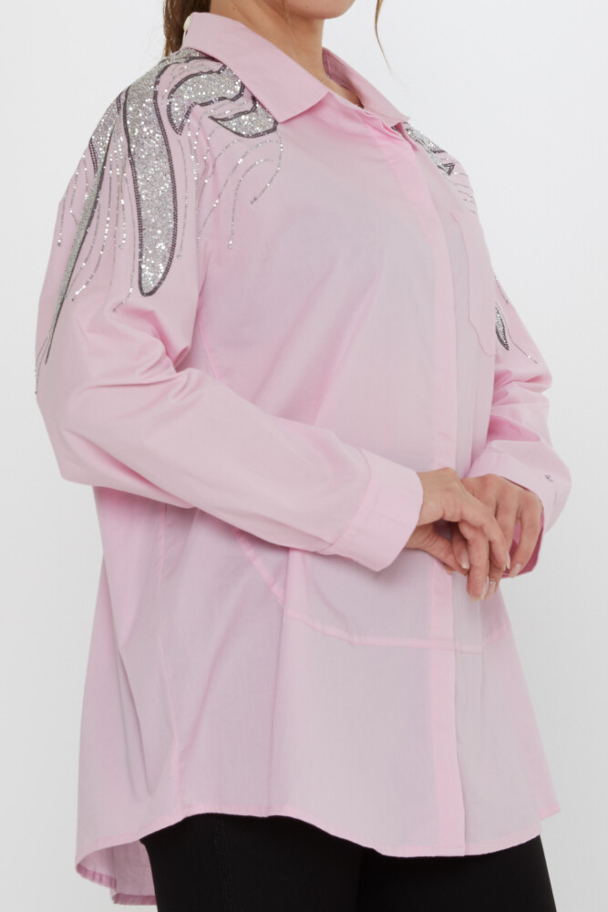 Gömlek Omuz Taş İşlemeli Pembe - 20552 | KAZEE (3'lü Set 46-48-50) - 3