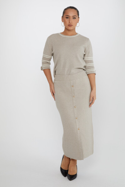 Gonna in maglia con bottoni e dettagli in visone - 31631 | KAZEE (Set di 3 L-XL-2XL) - KAZEE 