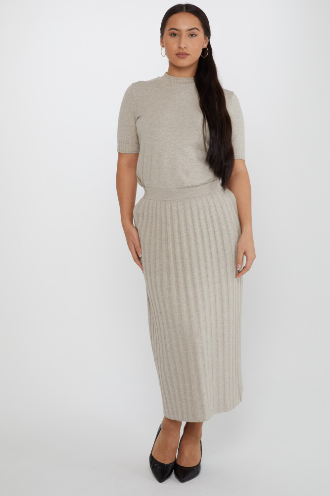 Gonna in Maglia con Dettaglio Glitter Visone - 31548 | KAZEE (Set da 3 L-XL-2XL) - 2