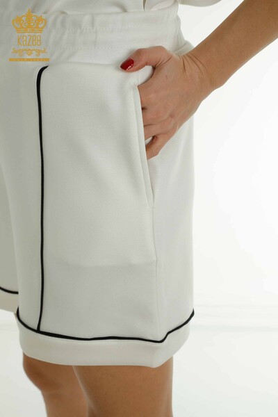 Großhandel Damen-Trainingsanzug-Set mit Shorts Basic Ecru - 17699 | KAZEE - Thumbnail