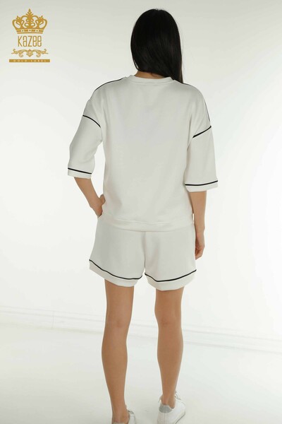 Großhandel Damen-Trainingsanzug-Set mit Shorts Basic Ecru - 17699 | KAZEE - Thumbnail
