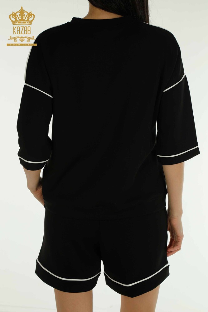 Großhandel Damen-Trainingsanzug-Set mit Shorts Basic Schwarz - 17699 | KAZEE - 11