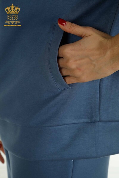 Großhandel Damen-Trainingsanzug-Set Kurzarm Indigo - 17680 | KAZEE - 7