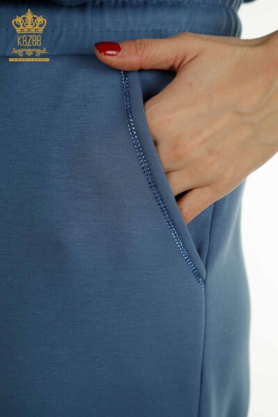 Großhandel Damen-Trainingsanzug-Set Kurzarm Indigo - 17680 | KAZEE - 9