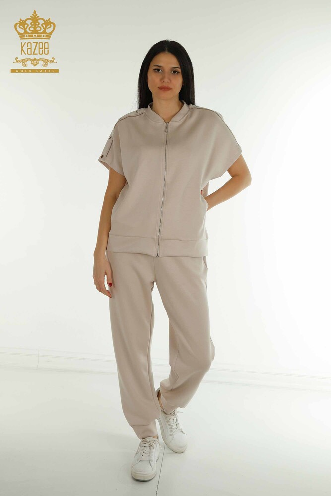 Großhandel Damen-Trainingsanzug-Set Kurzarm Nerz - 17680 | KAZEE - 1