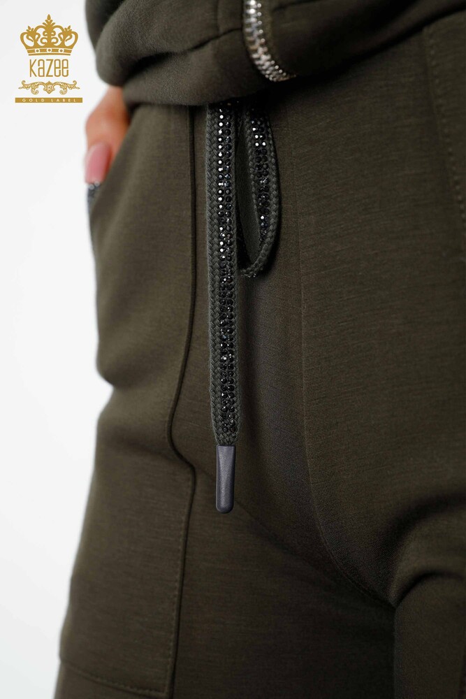 Großhandel Damen-Trainingsanzug-Set – Mit Kapuze – Khaki – 17427 | KAZEE - 9
