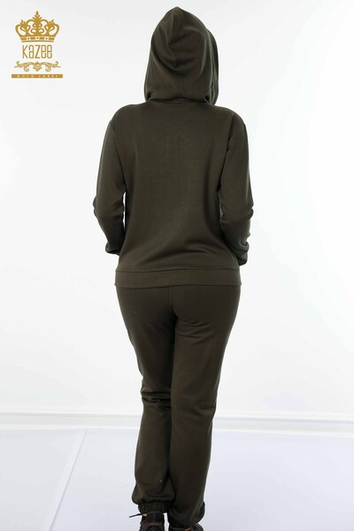 Großhandel Damen-Trainingsanzug-Set – Mit Kapuze – Khaki – 17427 | KAZEE - 10