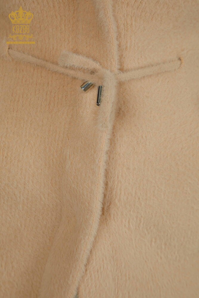 Großhandel Damen-Angora-Strickjacke - Krawatten details - Beige - 30269 | KAZEE - 4