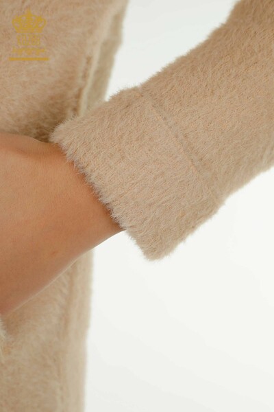 Großhandel Damen-Angora-Strickjacke - Krawatten details - Beige - 30269 | KAZEE - 6