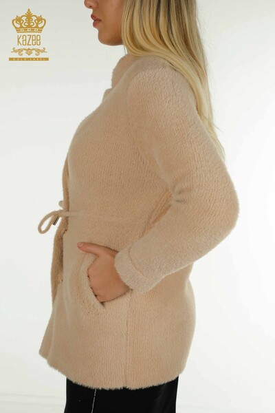 Großhandel Damen-Angora-Strickjacke - Krawatten details - Beige - 30269 | KAZEE - 7