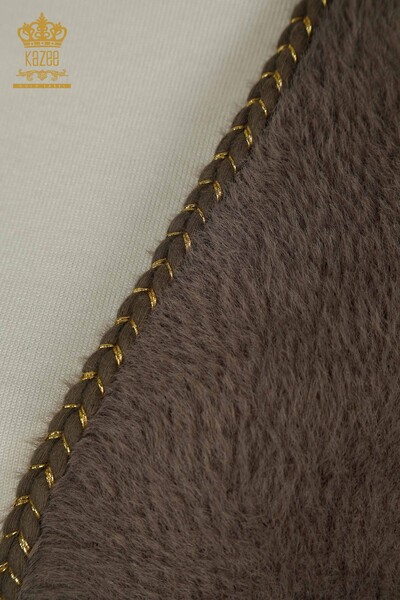 Großhandel Damen-Angora-Strickjacke - Taschen details - Khaki - 30799 | KAZEE - Thumbnail