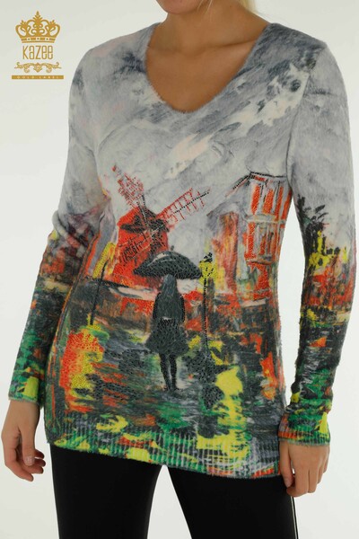 Großhandel Damen-Angora-Strickpullover - Stein bestickt - Digital - 40016 - 2